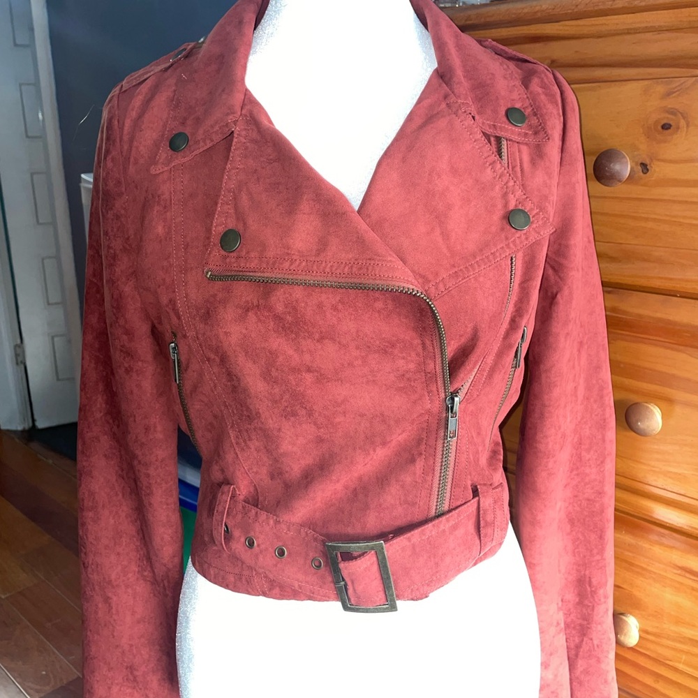 Women's Cropped Rust / Burnt Orange Suede Jacket